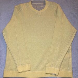 Tommy Bahama Reversible Sweatshirt XL yellow/ ivory Pullover Long Sleeve V-Neck
